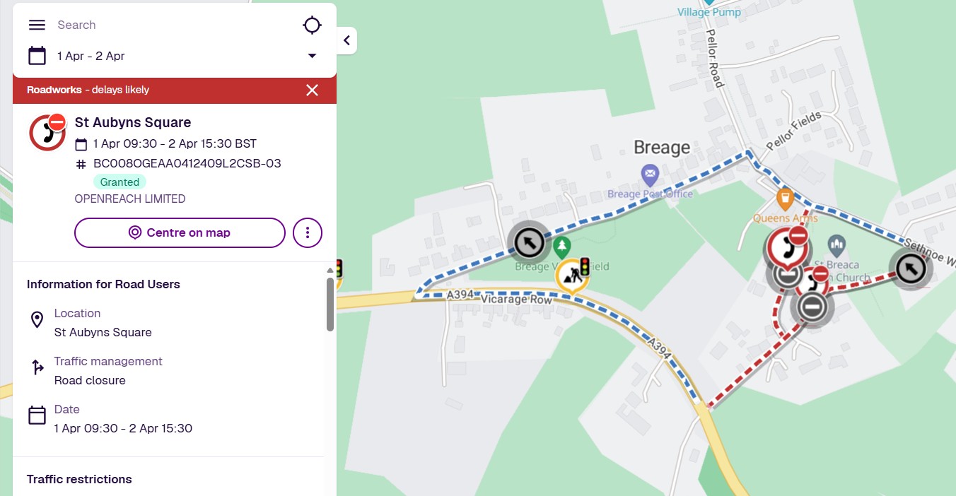 Road Closure Breage