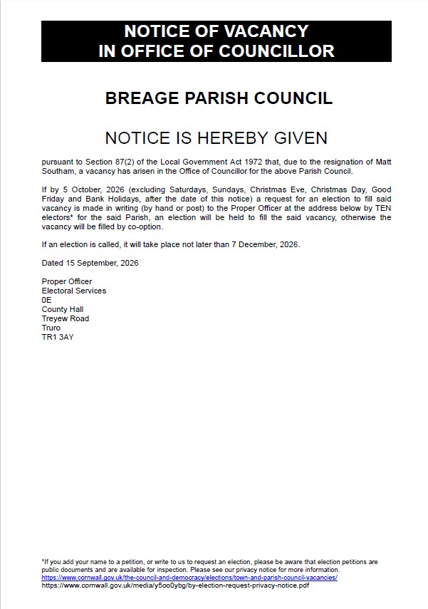 Notice of Vacancy